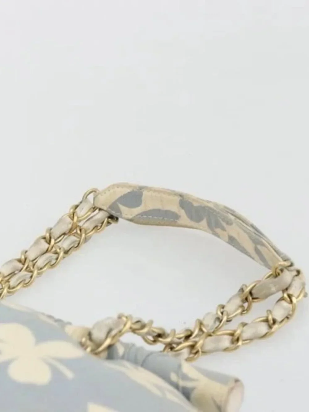 CHANEL COCO Mark Chain Shoulder Bag Canvas Light Blue Gold CC Auth YKZ826A
